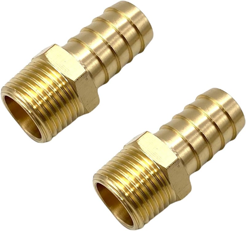 Bumugufu 4 Pcs 1/2" NPT to 5/8" Barb Air Hose Adapters, 5/8" Barb x 1/2" NPT Male Thread Brass Metals Adapter Connector for Compressor, Fuel, Oil, Gas and Air - Image 5